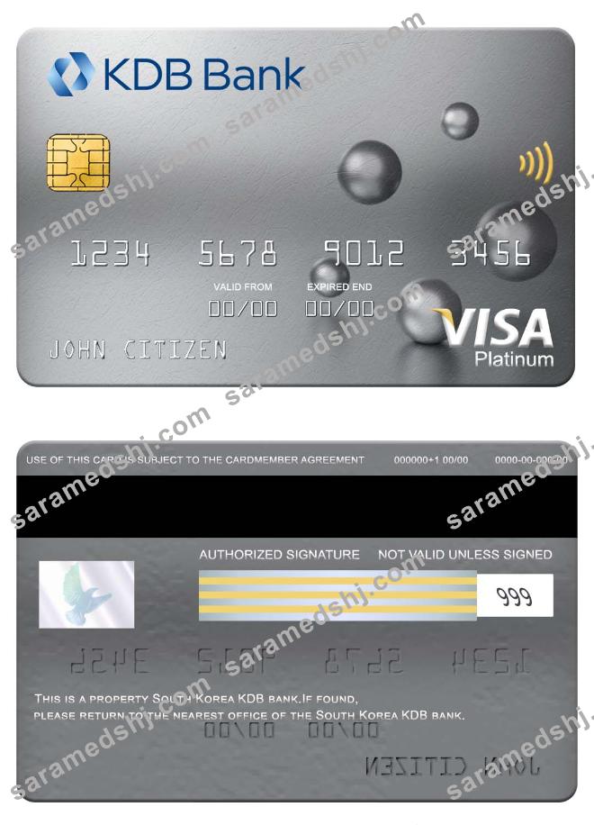 South Korea KDB bank visa platinum card